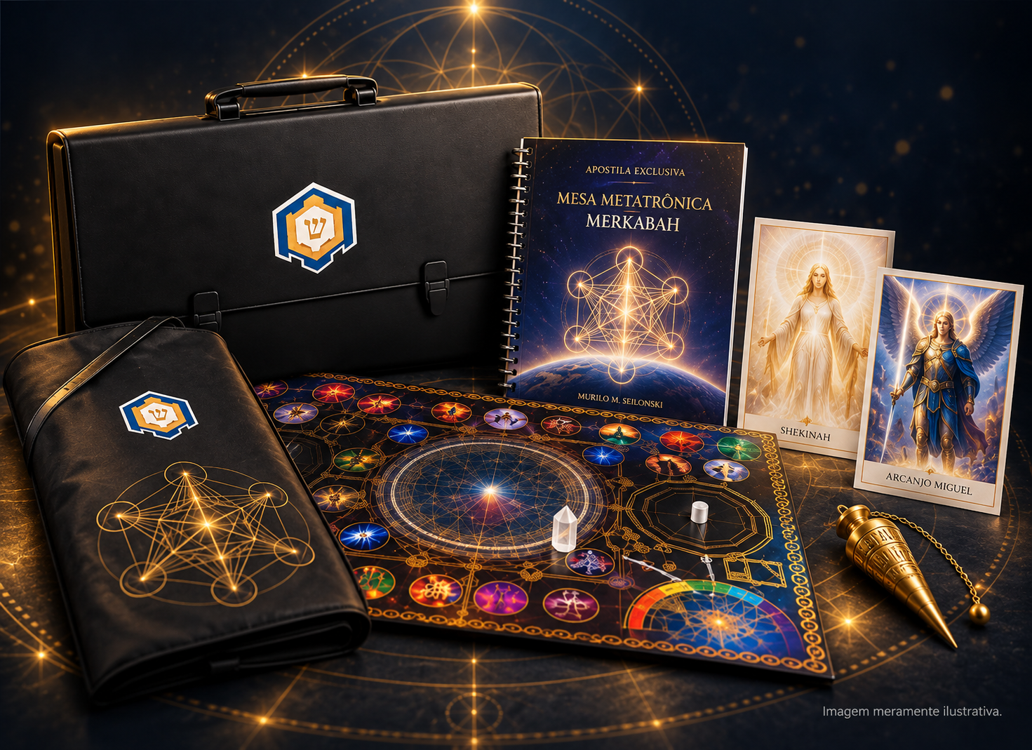 Imagem ilustrativa do Kit Exclusivo Black Metatrônica Infinita com Mesa Merkabah e acessórios